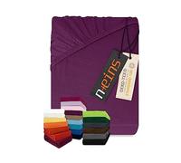 npluseins Lenzuolo con angoli elasticizzati, classico, in jersey, in diversi colori e misure, 100% cotone, 159,192, 80-90 x 190 cm, lilla