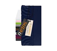 npluseins Lenzuolo con angoli elasticizzati per topper - Lenzuolo in 100% cotone 1598.2327, circa 180-200 x 200 cm, Navy