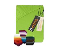 npluseins - Lenzuolo sotto classico in maglia di cotone, molti colori e dimensioni, 100 % cotone 159.192, 80-90 x 190 cm, verde mela