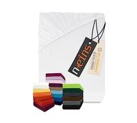 Npluseins - Lenzuolo sotto in jersey 100% cotone, bianco, 140-160 x 200 cm