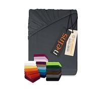 Npluseins - Lenzuolo sotto in jersey 100% cotone, grigio, 140-160 x 200 cm