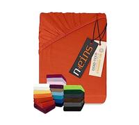 Npluseins - Lenzuolo sotto in jersey 100% cotone, kaminrot, 200 x 220 cm