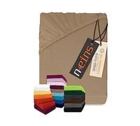 Npluseins - Lenzuolo sotto in jersey 100% cotone, marrone, 180-200 x 200 cm