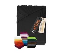 Npluseins - Lenzuolo sotto in jersey 100% cotone, nero, 90-100 x 200 cm