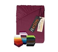 Npluseins - Lenzuolo sotto in jersey 100% cotone, prune, 90-100 x 200 cm