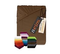 Npluseins - Lenzuolo sotto in jersey 100% cotone, schokobraun, 180-200 x 200 cm