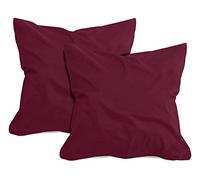 npluseins Set da 2 federe in cotone - jersey - tanti colori 1331.1812, 40 x 40 cm, bordeaux