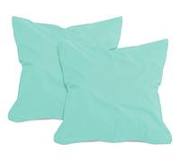 npluseins Set da 2 federe in cotone - jersey - tanti colori 1331.1812, 40 x 40 cm, menta