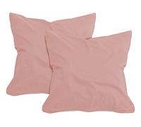npluseins - Set di 2 federe per cuscino in jersey di cotone - molte colorazioni 1331.1812, circa 40 x 40 cm, Rosa antico