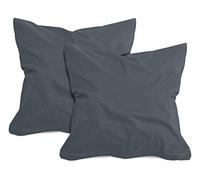 npluseins - Set di 2 federe per cuscino in jersey di cotone - molte colorazioni 1331.1812, circa 40 x 40 cm, antracite