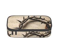NPOREJKNGF Astuccio con corona di spine, con stampa completa, in tessuto Oxford resistente, multiuso, per scuola, ufficio e viaggi, Nero , Taglia unica, Organizer per borse