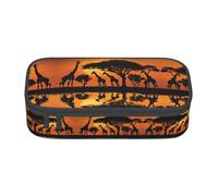 NPOREJKNGF Astuccio con giraffa africana e albero maestoso, con stampa completa, in tessuto Oxford resistente, multiuso, per scuola, ufficio e viaggi, Nero , Taglia unica, Organizer per borse