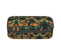 NPOREJKNGF Astuccio con motivo di zucca di Halloween con fantasma verde, con stampa completa, in tessuto Oxford resistente, multiuso, per scuola, ufficio e viaggio, Nero , Taglia unica, Organizer per