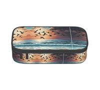 NPOREJKNGF Astuccio con palma di cocco e spiaggia sabbiosa con stampa completa, custodia multiuso in tessuto Oxford resistente, per scuola, ufficio e viaggi, Nero , Taglia unica, Organizer per borse