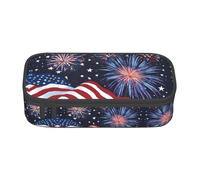 NPOREJKNGF Astuccio con stampa di bandiera dei fuochi d'artificio, resistente, in tessuto Oxford, multiuso, per scuola, ufficio e viaggio, Nero , Taglia unica, Organizer per borse