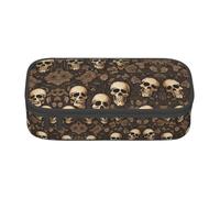 NPOREJKNGF Astuccio in stile gotico con teschio e carta da parati, con stampa completa, in tessuto Oxford resistente, multiuso, per scuola, ufficio e viaggi, Nero , Taglia unica, Organizer per borse