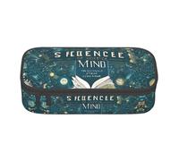 NPOREJKNGF Astuccio per matite a tema scienza dei cartoni animati, con stampa completa, in tessuto Oxford resistente, multiuso, per scuola, ufficio e viaggi, Nero , Taglia unica, Organizer per borse