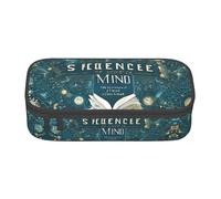 NPOREJKNGF Astuccio per matite a tema scienza dei cartoni animati, con stampa completa, in tessuto Oxford resistente, multiuso, per scuola, ufficio e viaggi, Nero , Taglia unica, Organizer per borse