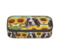 NPOREJKNGF Astuccio portamatite con disegno stampato a forma di cane con girasoli - durevole custodia multiuso in tessuto Oxford per scuola, ufficio e viaggi, Nero , Taglia unica, Organizer per borse