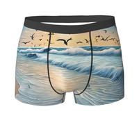 NPOREJKNGF Beach Tramonto Onde Stampa Degli Uomini Stampato Boxer Slip Confortevole Multi Face Design Stretch Biancheria Intima Per Tutto Il Giorno Indossare, Nero , XL