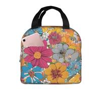 NPOREJKNGF Borsa per il pranzo a forma di elefante con fiore con design Fullprint, borsa termica leggera per la conservazione degli alimenti, tasca frontale da 20,3 x 12,7 cm, borsa multiuso per