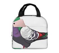 NPOREJKNGF Borsa per il pranzo con piccione dei cartoni animati con design Fullprint, borsa termica leggera per la conservazione degli alimenti, tasca frontale da 20,3 x 12,7 cm, borsa multiuso per