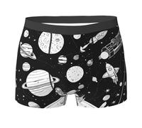 NPOREJKNGF Boxer stampati da uomo con stampa astronauta e alieno, comodi e multi viso, biancheria intima elasticizzata per tutto il giorno, Nero , L