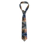 NPOREJKNGF Coconut Beach Sunset Hammock Cravatta da uomo elegante stampa completa in poliestere cravatta per affari, matrimoni, feste da indossare tutti i giorni per gli uomini per la festa del papà