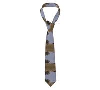 NPOREJKNGF Farm With Deer Cravatta da uomo elegante stampa completa in poliestere cravatta per affari, matrimoni, feste da indossare tutti i giorni per la festa del papà, Natale, Ringraziamento