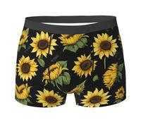 NPOREJKNGF Girasole Fioritura Piante Da Fiore Nero E Giallo Stampa Degli Uomini Stampato Boxer Slip Confortevole Multi Face Design Stretch Biancheria Intima Per Tutto Il Giorno Indossare, Nero , M
