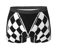 NPOREJKNGF Nero Bianco Formula Bandiere A Scacchi Modello Stampa Degli Uomini Stampato Boxer Slip Confortevole Multi Face Design Stretch Biancheria Intima Per Tutto Il Giorno Indossare, Nero , S