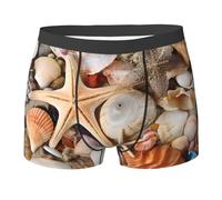NPOREJKNGF Paesaggio di conchiglie sulla spiaggia Stampa Degli Uomini Stampato Boxer Slip Confortevole Multi Face Design Stretch Biancheria Intima Per Tutto Il Giorno Indossare, Nero , XXL