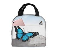 NPOREJKNGF Zen Design - Borsa per il pranzo a forma di farfalla, con stampa completa, leggera, isolata, per conservare gli alimenti, tasca frontale da 20,3 x 12,7 cm, borsa multiuso per lavoro