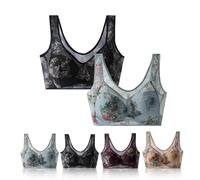 NPSMOPC Ellebloom Lace Buttonless Comfortable Bra, Miracharm Bras, Ellebloom Bras, Lace Buttonless Comfortable Bra (Black+Blue,4X-Large)