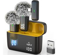 NPTCL Microfono lavalier wireless USB per iPhone 16/15 PC computer portatile - Microfono da bavero con cancellazione del rumore per registrazione video Vlog TikTok Instagram (USB e USBC)