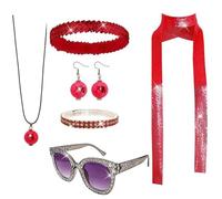 NPXUAMTJ 1950 1960 1970 80 Donne Discoteche Costume Set Lady Discos Accessori Orecchini Occhiali Da Sole Paillettes Fascia Neacklace Discoteca Costumi