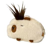 NPXUAMTJ Astuccio in peluche portatile con motivo maialino d'acqua pratico e morbido per l'organizzazione di articoli di cancelleria e piccoli oggetti, crema