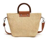 NPXUAMTJ Borsa a tracolla da donna Trend Borsa a tracolla intrecciata a mano Borsa da spiaggia in paglia Borsa da spiaggia con manico superiore Borsa a mano Borsa a tracolla per donne di tutti i