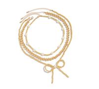 NPXUAMTJ Collana regolabile con perline e fiocco, versatile, accessorio per gli amanti della moda