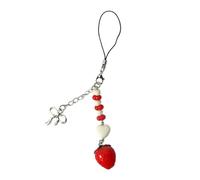 NPXUAMTJ Moda Fragola Perline Appesi Pendente Dolce Telefono Cinghia Della Borsa Decorazione Portatile Hangings Lanyard Per Le Ragazze Donne
