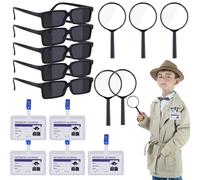 NQEUEPN 15pz Kit Detective per Bambini, Giocattoli per Bambini Accessori Detective Bambini Porta Carte d'Identità Dell'Agente Segreto Occhiali da Detective per Bomboniere per Detective di Escape Room