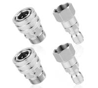NQEUEPN 4pz Set Adattatori Idropulitrice, Raccordo Girevole Idropulitrice Acciaio Inossidabile M22 Femmina M22-14 Maschio 3/8" Attacco Rapido Utilizzato per Idropulitrice Alta Pressione (Argento)