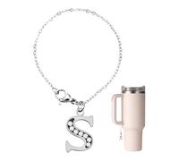 NQEUEPN Ciondolo con Lettera per Stanley Tazza, Strass Ciondoli Alfabeto Ciondolo con Maniglia Alfabetica con Nome Personalizzato Ciondolo con Lettera per Stanley Accessori (Lettera S)