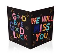 NQEUEPN Collega Che Lascia il Biglietto d'Addio, 28x44cm Grande Buona Fortuna Biglietto Firmato con Busta Congratulazioni per Nuovo Lavoro Ci mancherai Biglietto d'Addio per Colleghi Uomin Donne
