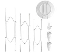NQEUEPN Confezione da 3 Ganci per Piatti da Parete in Acciaio Inossidabile, 15,24/20,32/25,4cm, Porta Decorativi e Arti Antiche da Muro (Argento)
