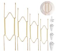 NQEUEPN Confezione da 4 Ganci per Piatti da Parete, 15,24/20,32/25,4/31cm Appendini Per Piatti Acciaio Inossidabile Ganci per Piatti Portapiatti da Muro per Decorativi Piatti Arti Antiche (Oro)