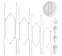 NQEUEPN Confezione da 4 Ganci per Piatti da Parete, 15,24/20,32/25,4/31cm Appendini Per Piatti Acciaio Inossidabile Ganci per Piatti Portapiatti da Muro per Decorativi Piatti Arti Antiche (Argento)
