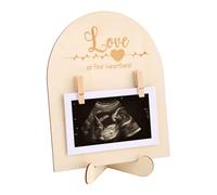 NQEUEPN Cornice Foto Ad Ultrasuoni In Legno, Cornice Foto Ad Ultrasuoni Annuncio Gravidanza Annuncio Del Bambino Cartello Neonato Decorazione La Scuola Materna Cornice