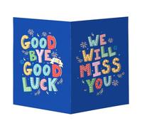 NQEUEPN Grande Biglietto di Auguri di Addio, 44x28cm Divertente Biglietto di Addio per Colleghi con Busta Biglietti Regalo di Addio per Pensionamento Biglietto di Arrivederci per Uomini e Donne (Blu)