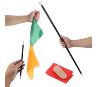 NQEUEPN Kit di Trucchi Magici da 4 Pezzi, Sciarpe di Seta Che Cambiano Colore Punta del Pollice Che Scompare Fazzoletto Magico Bacchetta Magica di Plastica Bastone Magico per Principianti di Magia